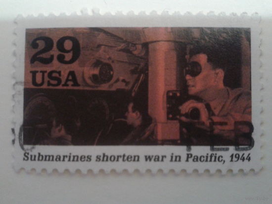 США 1994 война на море, на подлодке, марка из блока Mi-1,5 евро гаш.