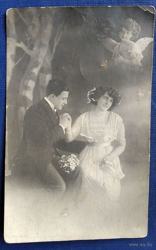 Старинная поздравительная открытка. Из Долгиново в Дисну. 1919 г. Подписана.