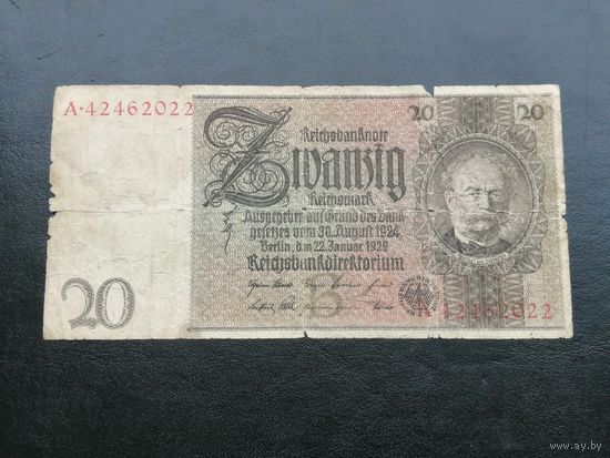 Германия 20 марок 1924 1929