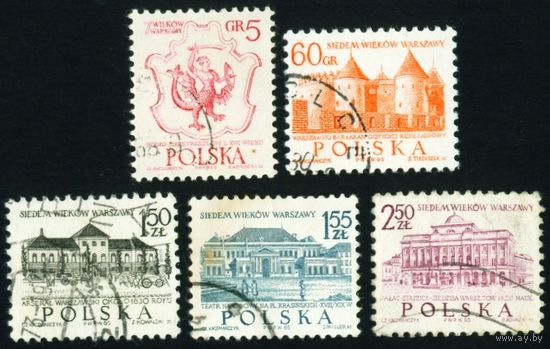 700-летие Варшавы. Стандартный выпуск Польша 1965 год 5 марок