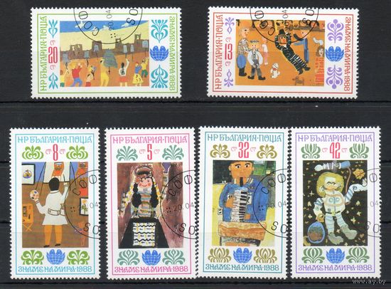 Детские рисунки Болгария 1988 год серия из 6 марок