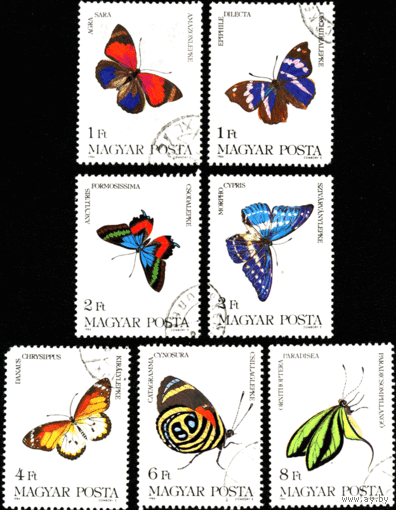 Марки Венгрия 1984. Бабочки  Серия из  7 марок