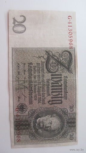 Германия 20 марок 1929 г. Ro174 b (без металлографии)