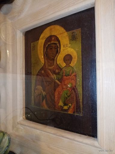 Икона "Одигидрия Божья матерь с младенцем", 34.5х31.5см, первая половина 19 века
