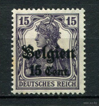 Немецкая оккупация Бельгии  - 1916 - Надпечатка Belgien 15 cent на 15Pf - [Mi.16] - 1 марка. MNH, MLH.  (Лот 111BA)