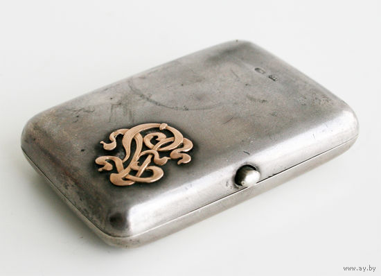 Кошелек серебряный с золотым вензелем, серебро 84 пробы, Москва, начало XX в.
