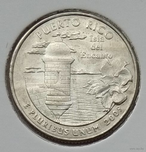США 25 центов (квотер) 2009 г. Пуэрто-Рико. D. В холдере