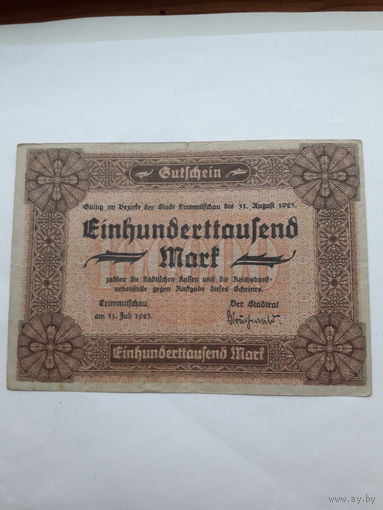 Германия Криминтау нотгельд 100000 марок 1923