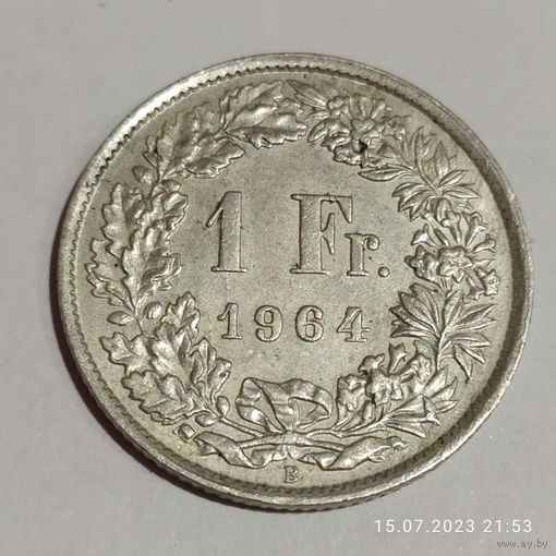 1 франк 1964 г . 835пр., Швейцария .