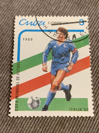Куба 1989. Чемпионат по футболу Италия-90. Марка из серии