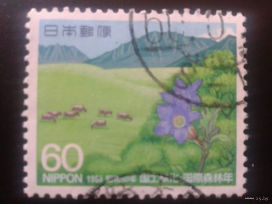 Япония 1985 цветы, коровы