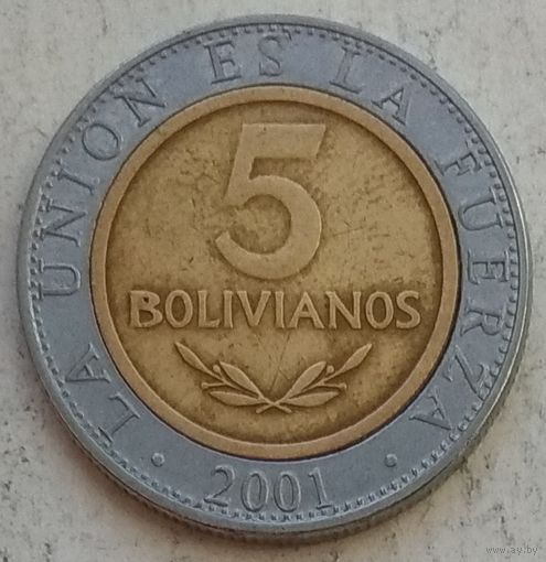 Боливия 5 боливиано 2001 г.
