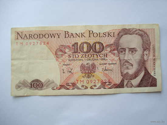 Банкнота "100 злотых", 1988 г., Польша.