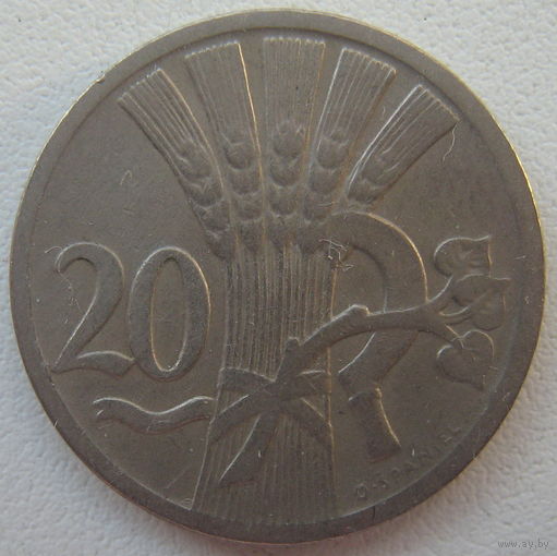 Чехословакия 20 геллеров 1928 г.