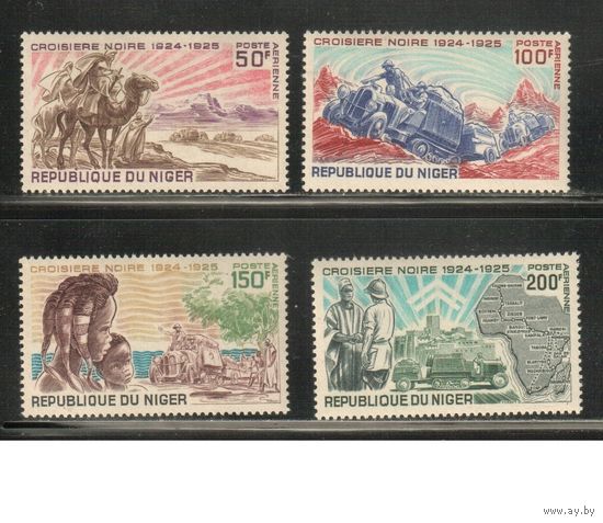 Нигер-1969 (Мих.229-232) **, Караван, Карта, Автомобили, Верблюды (полная серия)