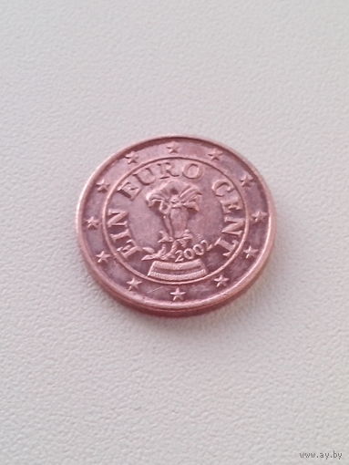 1 евроцент 2002 год. Австрия.