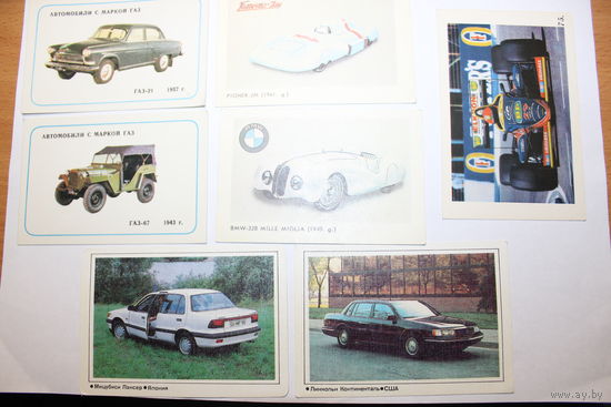 Календарики времён СССР, 7 штук, автомобили, хорошее состояние.