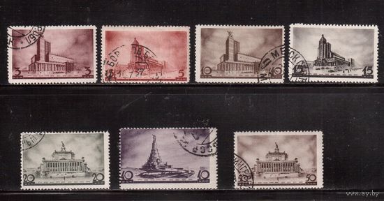 СССР-1937, (Заг.460-467),  гаш. , Архитектура новой Москвы, 7 марок