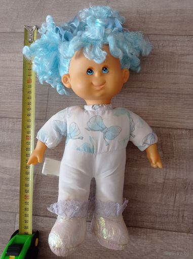 Кукла мягконабивная, барбарик, с голубыми волосами. Итальянская кукла Фиба, Fiba,