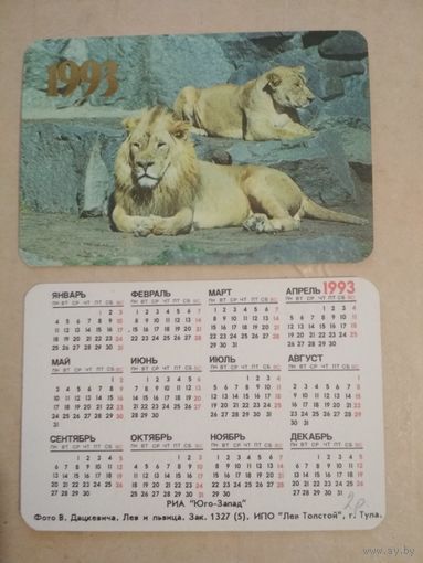 Карманный календарик. Львы. 1993 год