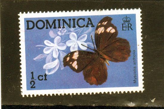 Доминика.Ми-430. Бабочка (Myscelia antholia) Серия: Бабочки. 1975.