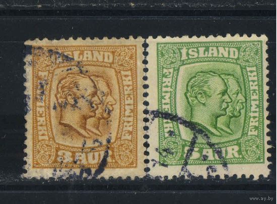 Исландия Владение Дании 1915 Христиан IX и Фредерик VIII Стандарт #77,79