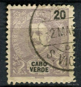 Португальские колонии - Кабо-Верде - 1898/1901 - Король Карлуш I 20R - [Mi.41] - 1 марка. Гашеная.  (Лот 99AN)
