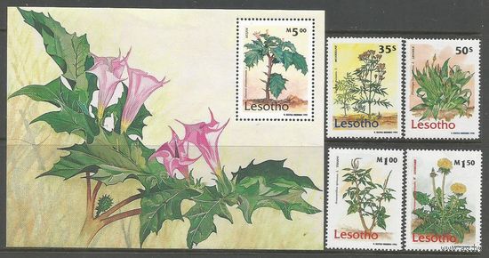 Лесото. Лекарственные растения. 1995г. Mi#1106-09+Бл 115.
