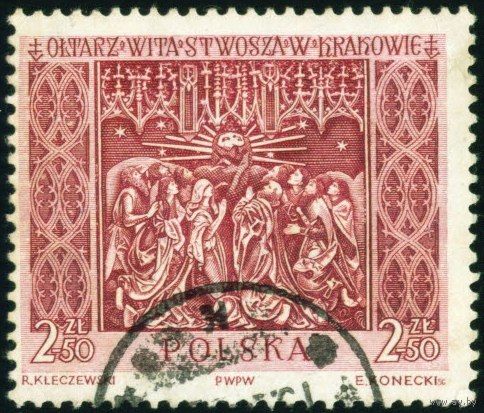 Алтарь церкви Святой Марии в Кракове Польша 1960 год 1 марка