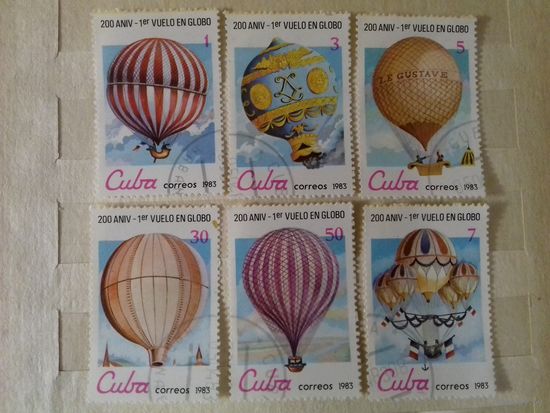 Куба 1983  Воздушные шары Воздухоплавание Авиация полная серия 6 марок