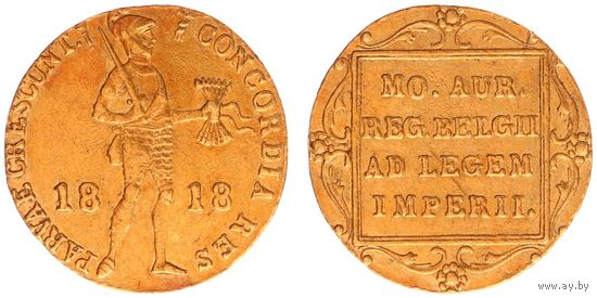 Россия крайне редкий  голландский золотой дукат Санкт-Петербургской чеканки 1818 год периода Александра I отличное коллекционное состояние