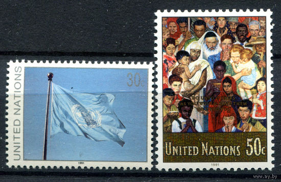 ООН (Нью-Йорк) - 1991г. - Символика ООН - полная серия, MNH [Mi 619-620] - 2 марки