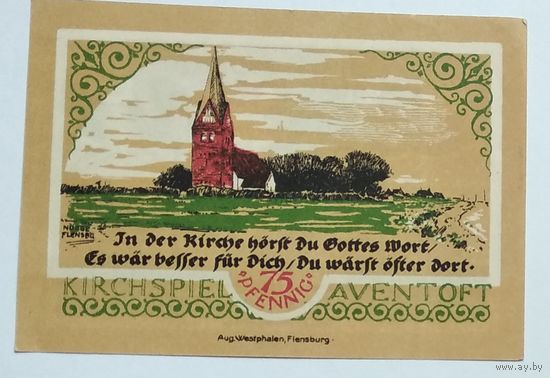 Германия, Нотгельд Aventoft 75 Пфеннигов 1921 --185