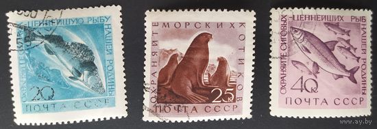 СССР 1960 Рыбы и морские животные.(с наклейками)