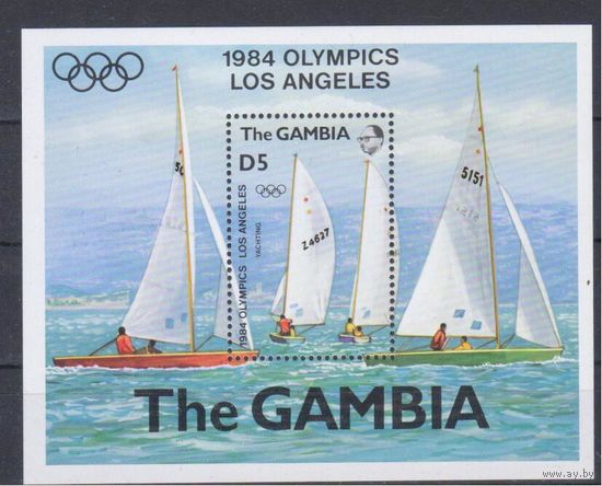 [1324] Гамбия 1984. Спорт.Олимпиада.Парусники,яхты. БЛОК MNH