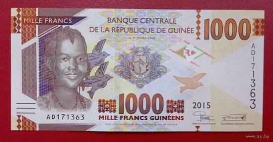 Гвинея, 1000 франков, 2015 г., UNC