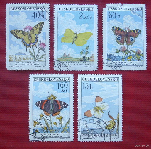 Чехословакия. Бабочки. ( 5 марок ) 1961 года. 4-4.