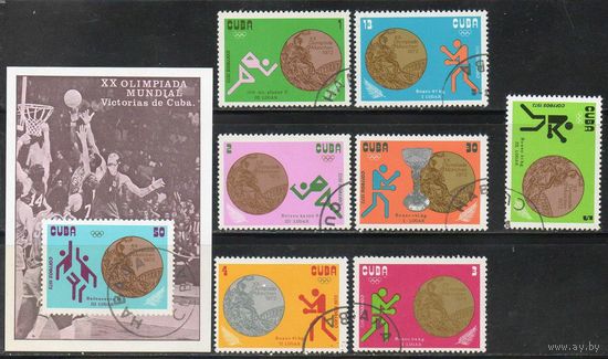 Спорт Медалисты Олимпиады в Мюнхене Куба 1973 год серия из 1 блока и 7 марок