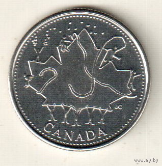 Канада 25 цент 2002 День Канады - Кленовый лист