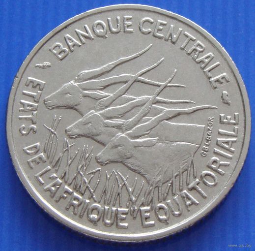 Экваториальная Африка. 100 франков 1967 год  KM#5   Тираж: 5.800.000 шт
