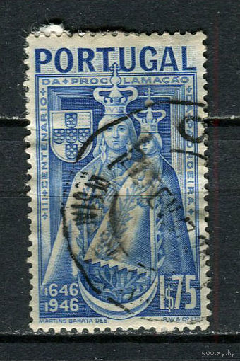Португалия - 1946 - Дева Мария покровительница Португалии 1,75Е - (есть тонкое место) - [Mi.705] - 1 марка. Гашеная.  (Лот 17Ct)