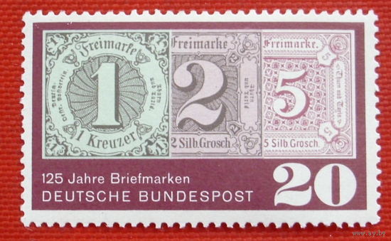 Германия. ФРГ.  К 125-летию первых немецких марок ( 1 марка ) 1965 года.