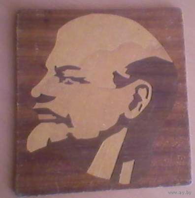 Деревянный портрет В.И. Ленина. Инкрустация. Ручная работа.
