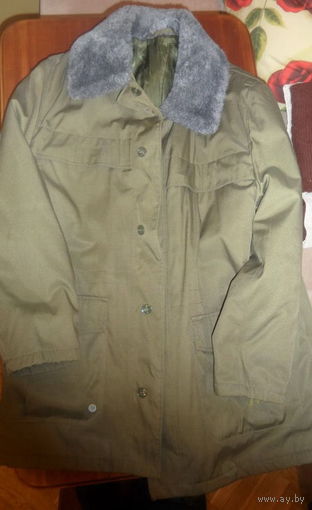 Новая куртка военная зимняя. Цвет темно-зеленый (оливковый), р.52-4. На подстежке.