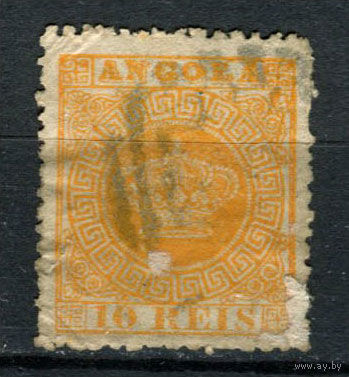 Португальские колонии - Ангола - 1870/1877 - Корона 10R перф. 12 1/2 - [Mi.2iAx] - 1 марка. Гашеная.  (Лот 54AM)