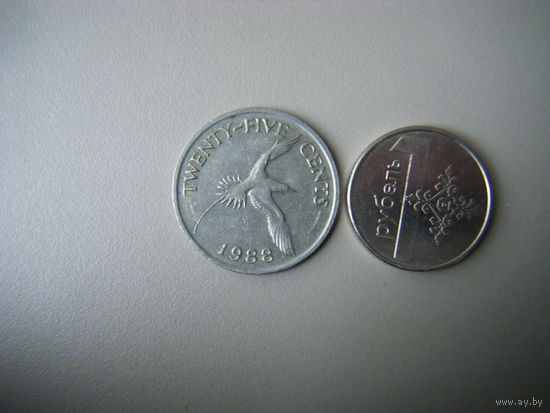 Бермудские острова 25 центов 1988г.