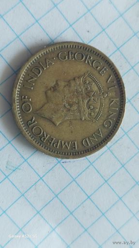 Монета 50 центов Цейлон 1943 год