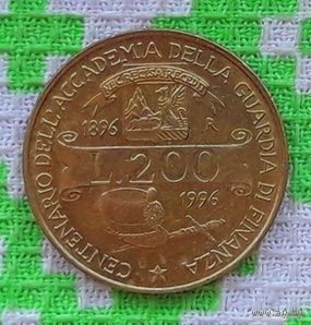 Италия 200 лир 1996 - "100 лет Академии таможенной службы".