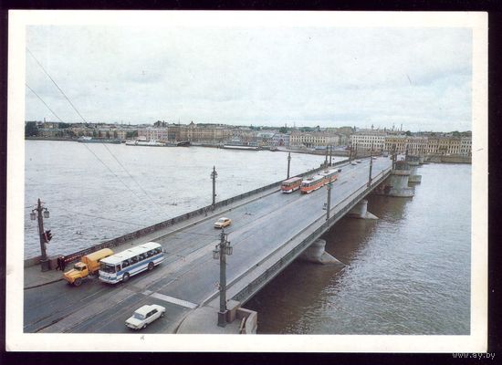1988 год Ленинград Мост Шмидта Трамвай
