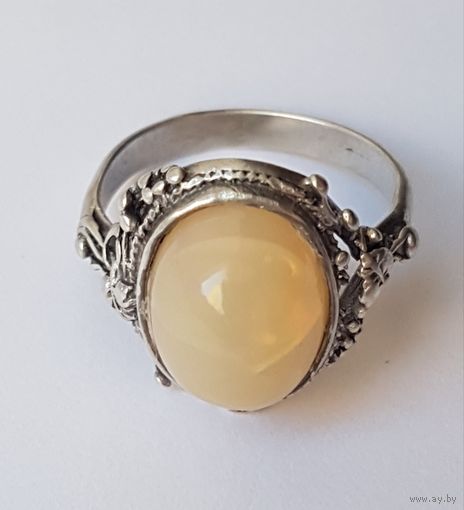 Кольцо серебро с натуральным камнем, проба 800, клеймо. Старая Европа . Размер 16,5